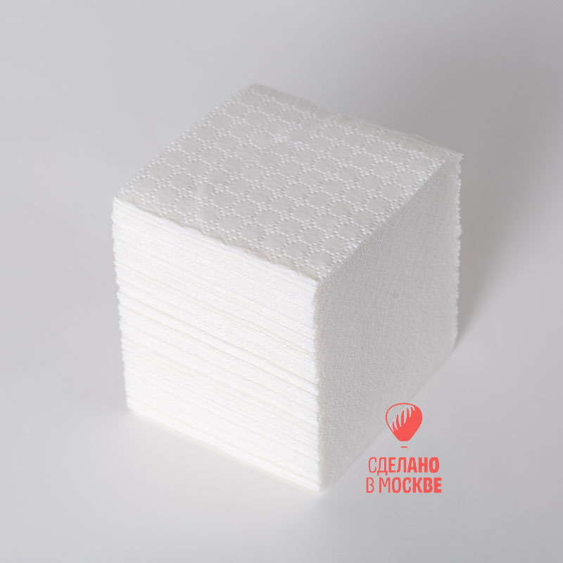 Туалетная бумага в листах, 1 сл., цвет - белый, 100% белизны, целлюлоза 